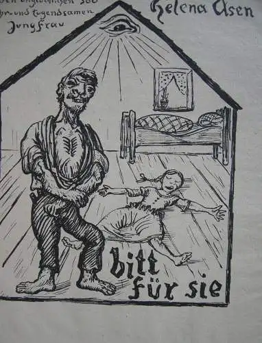Alfred Kubin (1877-1959) Marterl Helena Asen Orig Federlithografie 1926 Unpaar