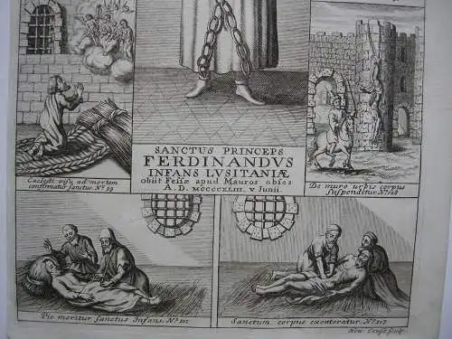 Heiliger Ferdinand Prinz von Portugal Märtyrer (1402-1443) Orig Kupferstich 1695