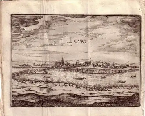Tours France Frankreich Orig. Kupferstich 1670 Gravure de cuivre 