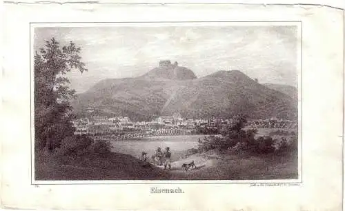 Eisenach Gesamtansicht Thüringen Orig Lithographie 1842