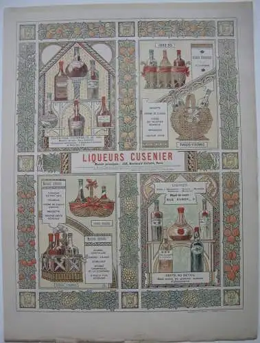 Liqueurs Cusenier Paris Publicité Reklame Liköre Paris 1893 Farblithografie