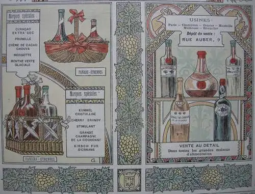 Liqueurs Cusenier Paris Publicité Reklame Liköre Paris 1893 Farblithografie