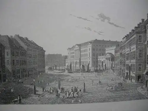 Kopenhagen Schloss Christiansborg Dänemark Orig. Stahlstich 1828 Rob. Batty