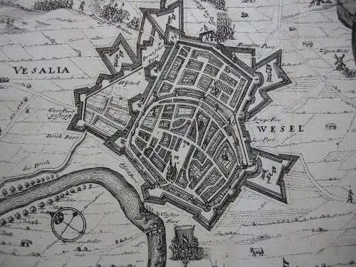 Wesel Büderich Befestigungsplan Grundriss Orig Kupferstichkarte Merian 1633