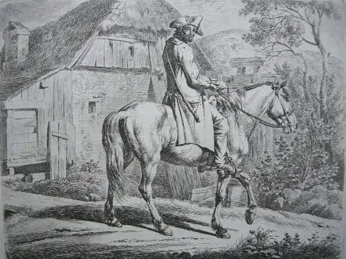 Johann Adam Klein (1792-1875) Viehhändler zu Pferd Orig Radierung 1811