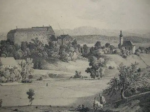 C. A. Lebschee (1800-1877) Starnberg Starnberger See Orig Lithogr 1830