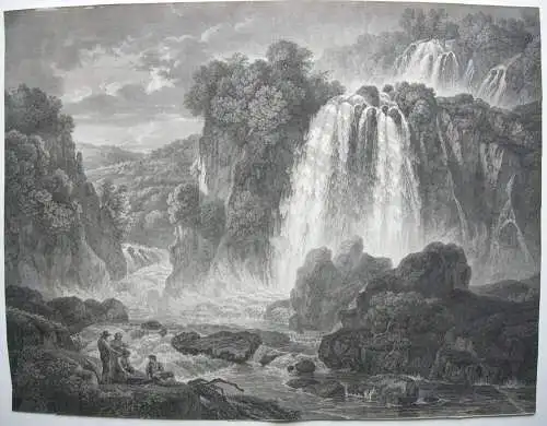 Wilhelm F Gmelin (1760-1820) Tivoli Wasserfall Roma Orig Kupferstich 1808 Italia