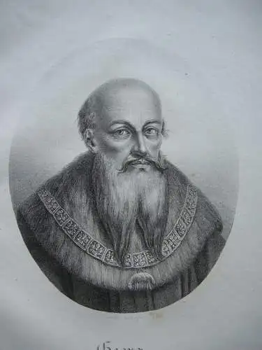 Georg der Bärtige (1471-1539) Herzog von Sachsen Orig Lithografie Kunike 1825