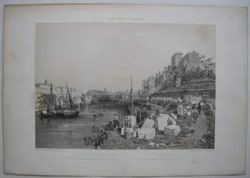 Rom Roma Porto di Ripa Grande  Orig Lithografie 1870 Benoist S Michele Aventine