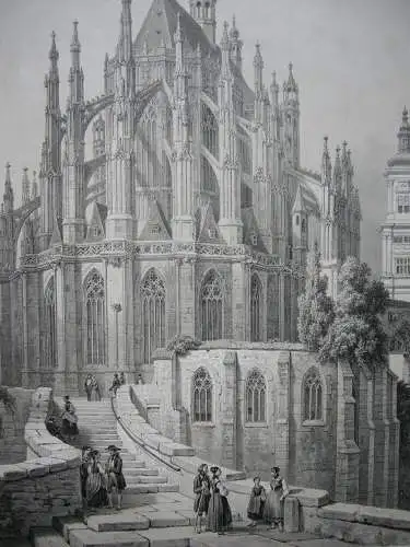 Kuttenberg Kutna Hora Böhmen Cesky Tschechien Orig Lithografie 1845 Gotik Chapuy