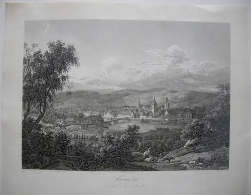 Hameln Gesamtansicht Orig Kupferstich L. Schütze Frommel 1850 Niedersachsen 