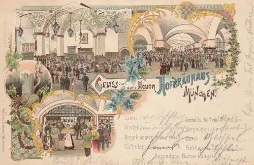 AK München Neues Hofbräuhaus Litho gel 1899