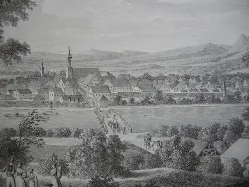 Munderkingen Gesamtansicht Orig Lithografie Alt Kunike Baden Württemberg 1822