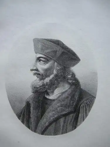 Jan HUS (1370-1515) Böhmischer Märtyrer Reformator Orig Lithografie Kunike 1825