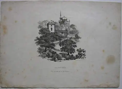 Alubka Krim Russland Südküste Orig Lithografie 1830 Moschee