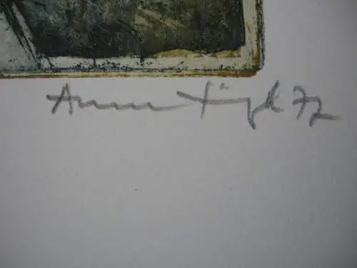 Anne Häupl (1943) Kleines Portrait Orig Farbradierung signiert 1977 Probedruck