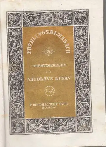 Nikolaus Lenau Frühlingsalmanach Erstdruck Lenau Kerner 1835