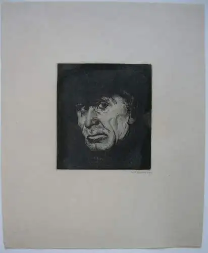 Rudolf Pauschinger (1882-1957) Herrenportrait Halbprofil Orig Aquatinta 1930 sig