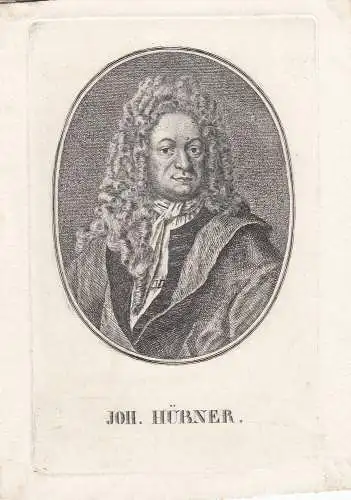 Johann Hübner (1668-1731) deutscher Schriftsteller Lehrer Orig Kupferstich 1780