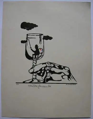Woldemar Fuhrmann Hinterglasmaler Orig Farbholzschnitt 1983 signiert 