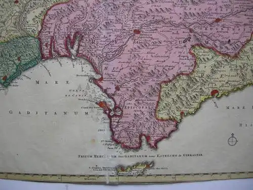 Spanien Portugal Algarve Andalusien kolor Orig Kupferstichkarte Allard 1690