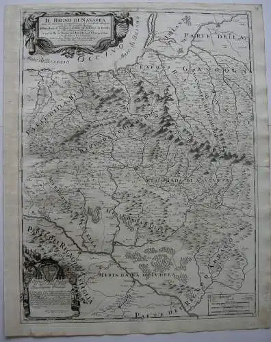 Spanien Navarra Copperplate map Giacomo Cantelli Vignola 1690 Espana  