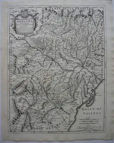 Spanien Aragon Copperplate map Nicolo Cantelli 1696 Espana 
