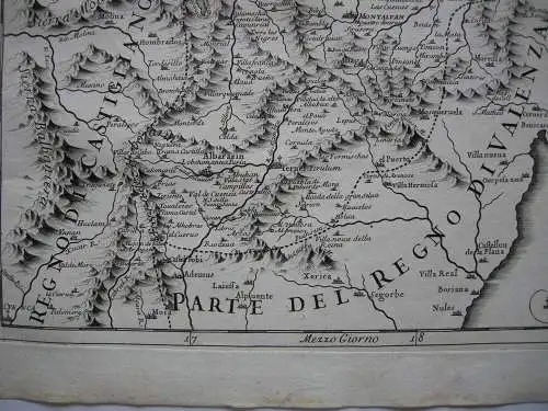 Spanien Aragon Copperplate map Nicolo Cantelli 1696 Espana 