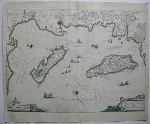 Frankreich France Bretagne Isle d'Oleron Ré Orig Kupferstichkarte Bleau 1647