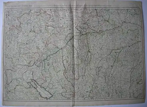 Donaulauf Cours du Danube kolor Orig Kupferstichkarte Iaillot 1700 
