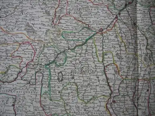 Donaulauf Cours du Danube kolor Orig Kupferstichkarte Iaillot 1700 