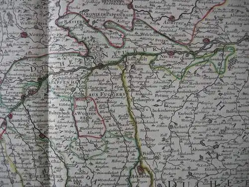 Donaulauf Cours du Danube kolor Orig Kupferstichkarte Iaillot 1700 