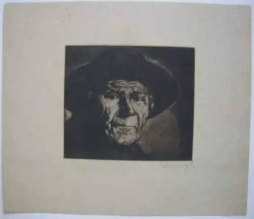 Rudolf Pauschinger (1882-1957) Herrenportrait Orig Aquatinta 1930 sign