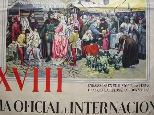 Plakat Cartel XVIII. Feria de Muestras Barcelona 1950 Orig. Lithografie 