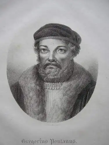 Gregor von Brück (1483-1547) Sächsischer Kanzler Orig Lithografie Kunike 1825