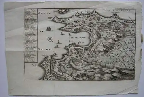 Golfo die Napoli Pozzuoli Sinus Puteolanus Orig Kupferstich Campania Italia 1720