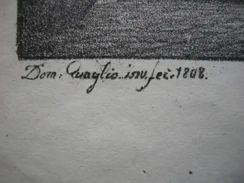 Dominicus Quaglio (1787-1837) Klosterhof in Franken Inkunabel Lithographie 1818 