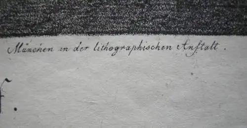Dominicus Quaglio (1787-1837) Klosterhof in Franken Inkunabel Lithographie 1818 