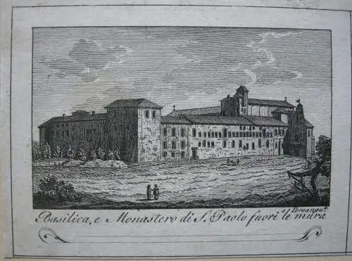 Rom Roma Basilica S. Paolo S. Sebastiano fuori le mura Orig Kupferstich 1800
