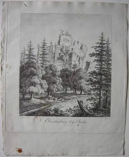 Ebersteinburg Baden Baden Württemberg Orig Kupferstich Seyffert Schaffroth 1800