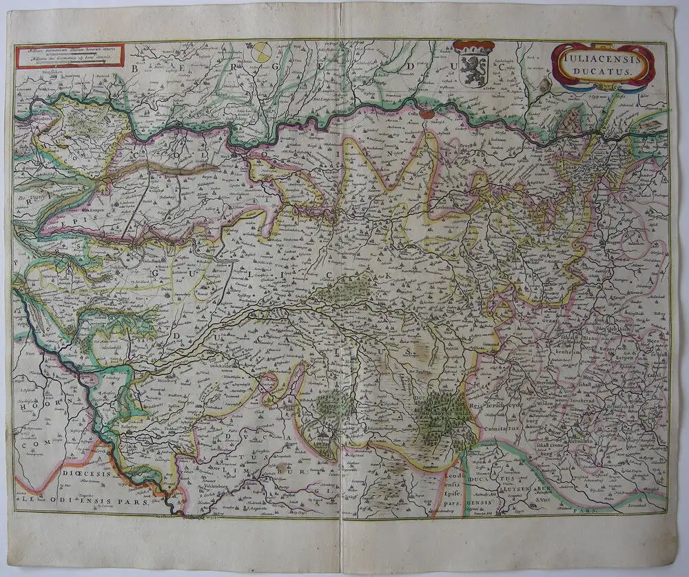 Herzogtum Jülich Köln altkolor Orig Kupferstichkarte Janssonius 1680 NRW 0