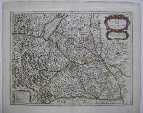 Oberschwaben altkolor Orig Kupferstich Janssonius Amsterdam, 1635 Bodensee