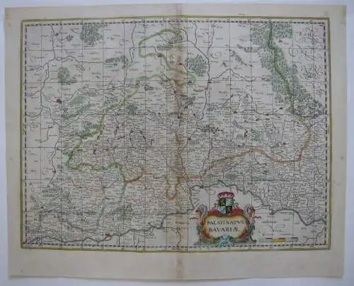 Oberpfalz Bayern kolor Kupferstichkarte Blaeu 1662 Palatinatus Bavariae