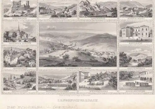 Bad Schwalbach Souvenirblatt Orig Stahlstich 1837 Hessen Taunus 