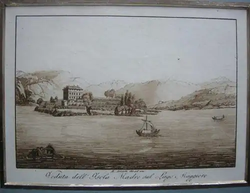 Lago Maggiore Isola Madre Italien Italia Orig Aquatinta-Radierung 1800 Arierta