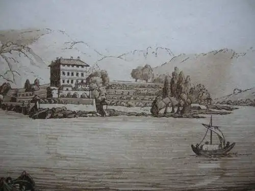 Lago Maggiore Isola Madre Italien Italia Orig Aquatinta-Radierung 1800 Arierta