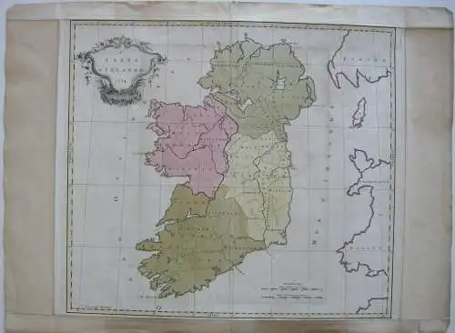 Ireland Irland  couloured Orig copper plate map 1754 Kupferstichkarte Gibson