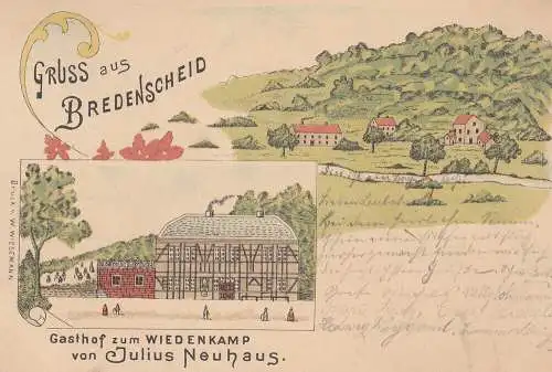 AK Bredenscheid Gasthaus Wiedenkamp Ennepe-Ruhr NRW gel 1899 Litho