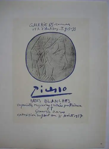 Pablo Picasso Pates Blanches 1957 Orig Lithografie Maitres de l'Ecole 1959