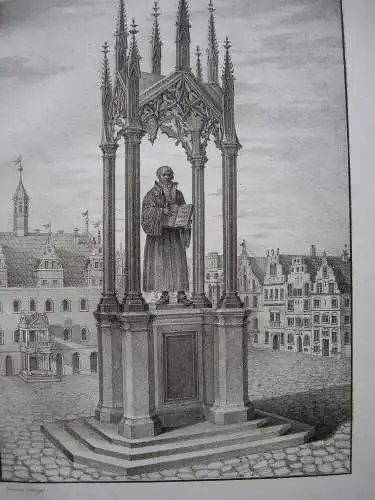 Luther Denkmal Wittenberg Reformator Orig Lithografie Kunike 1825